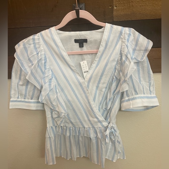 Ruffle wrap top in stripe - Picture 2 of 3